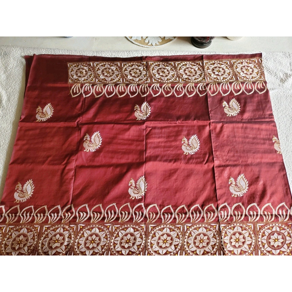 New Women Pure Silk Designer Kantha Saree W BP Kalamkari Festive HandloomWedding - Picture 2 of 15